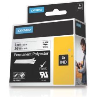 Dymo Rhino Pro Markable Perm Tape 9mm Black Text White Tape 5.5m