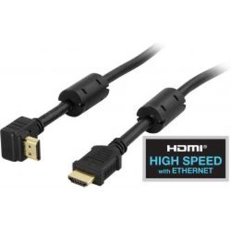 Deltaco Angled Hdmi Cable, High Speed Hdmi Ethernet, Black, 2m