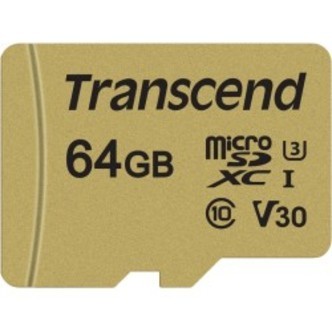 Transcend Gold 500S microSD w/adp (V30) R95/W60 64GB - Hukommelseskort