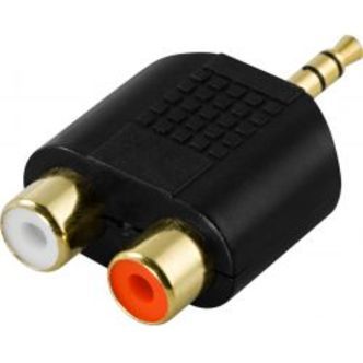 Deltaco Multimedia Adapter, 2xrca Fe To 3.5mm Ma, Gold-plated