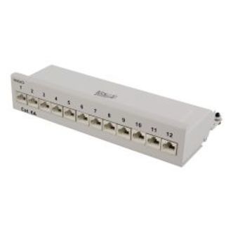 Deltaco Patch Panel, 12xrj45, Cat6a, Wall-mountable, Metal, Grey