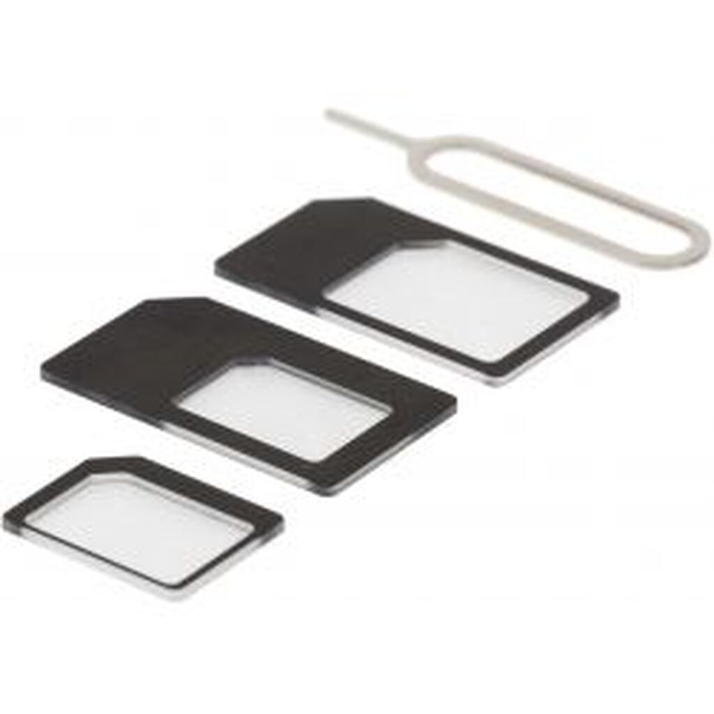 Deltaco Sim Card Adapter For Micro/mini/nano Sim, Black - Tilbehør til smartphone