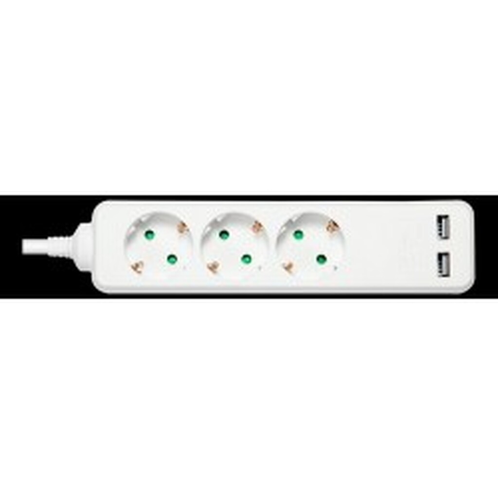 Deltaco Outlet 3xcee 7/3 1xcee 7/7, 2xusb-a, 1,5m White - Stikdåse