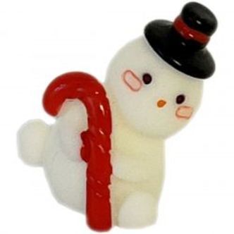 Jule Minifigur 3 Cm - Siddende Snemand Med Stok - Dekoration
