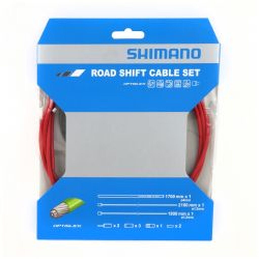 Shimano Gearkabelsæt Optislik Racer, Rød - Cykelreservedele