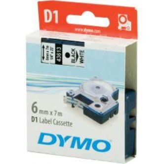 Dymo D1, Marking Tape, 6mm, Black Text On White Tape, 7m