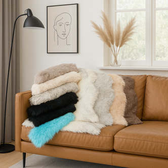 Bløde, farverige faux fur-miniÂ­tæpper - Turkies