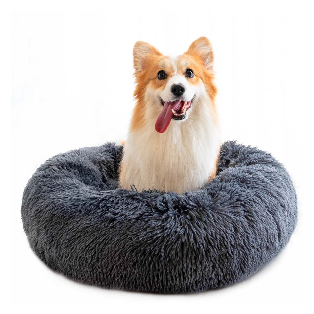Blød og beroligende donut hundeseng (mange farver) - Sort / 100 cm.