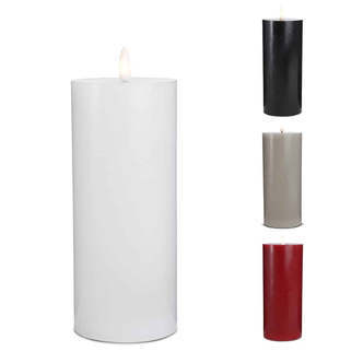 LED Stearinlys -1 stk. - ø7,5 x 20 cm - m/3D flamme - (flere farver) - Rød