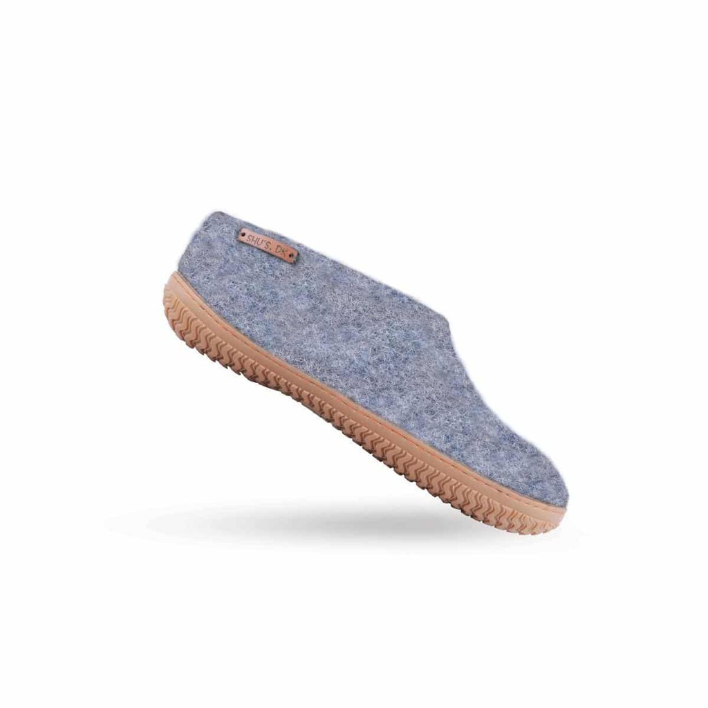 Uldhjemmesko (100% ren uld) m/Gummisål -Dansk Design fra SHUS - denim / 42