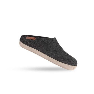 Uldtøffel (100% ren uld) m/sål i skind - Dansk Design fra SHUS - koks / 45