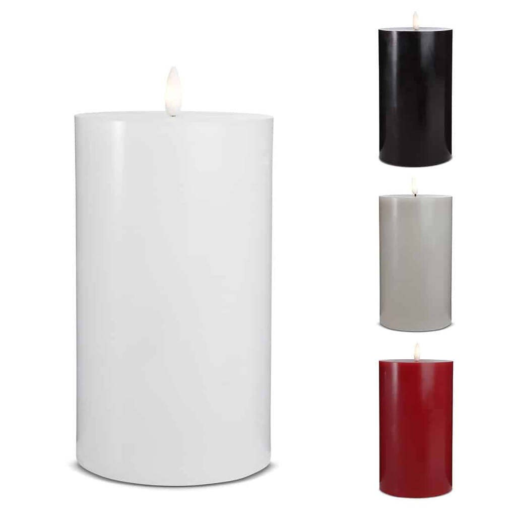 LED Stearinlys - 1 stk. - ø10 x 20 cm - m/3D flamme - (flere farver) - Grå