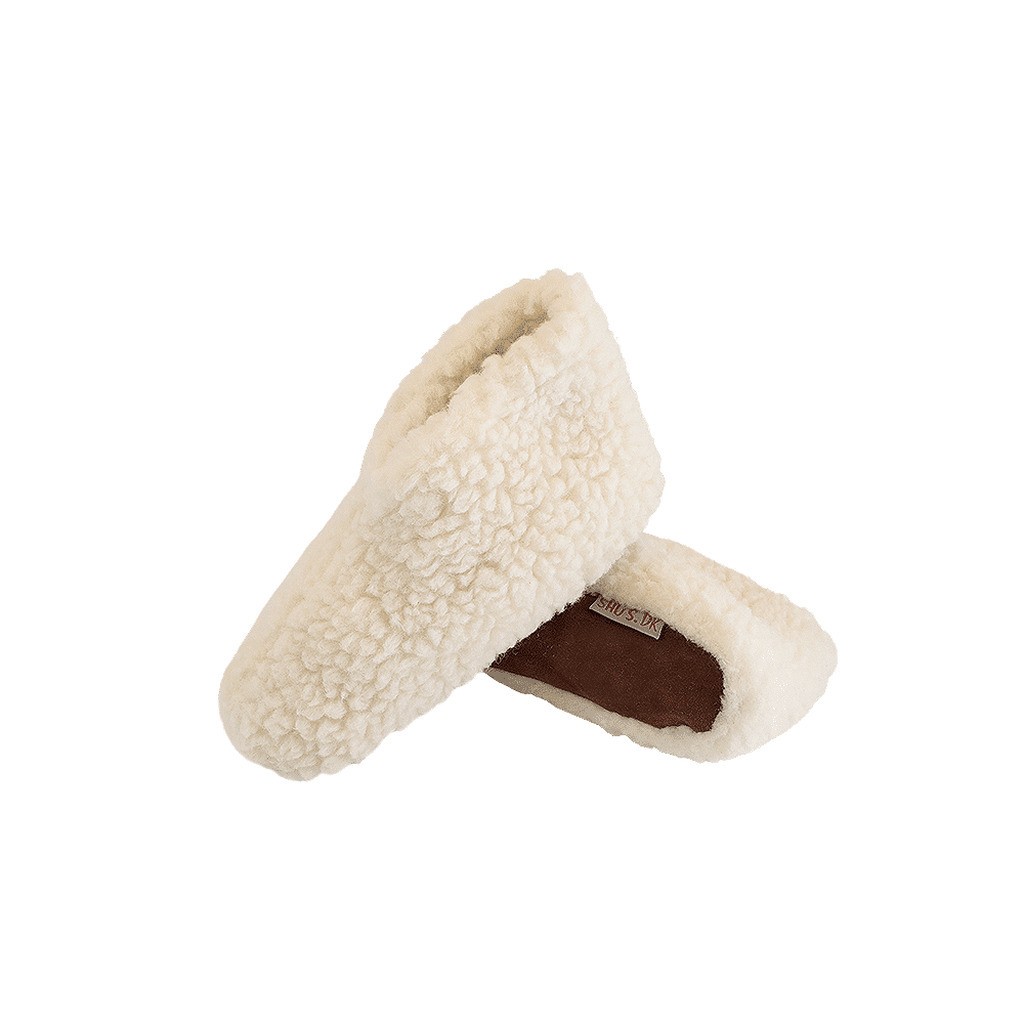 Fluffy Uld Hjemmesko (100% ren uld) - Model Hvid - 37