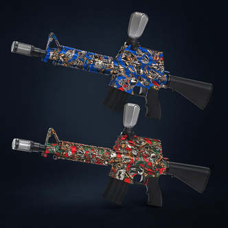 Gel Blaster M16 - elektrisk med sejt lys og røg når den skyder - Blå