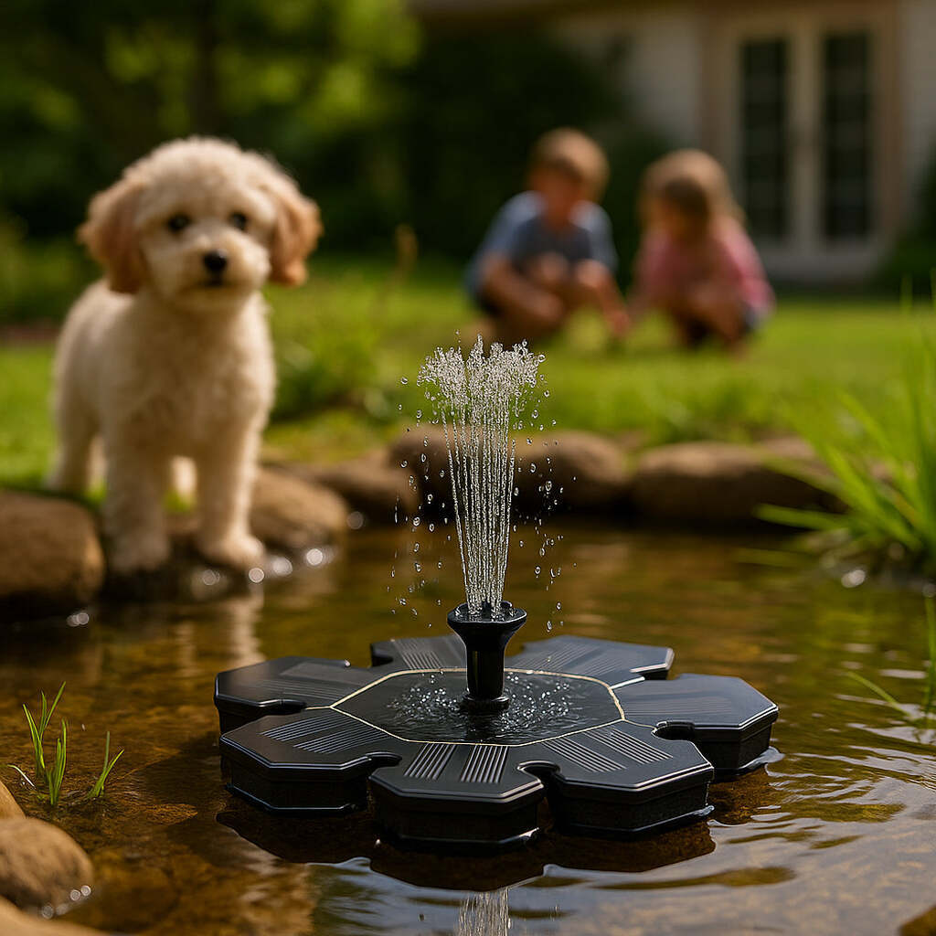 Springvand solar/solenergi drevet (flydende) Ø19 cm