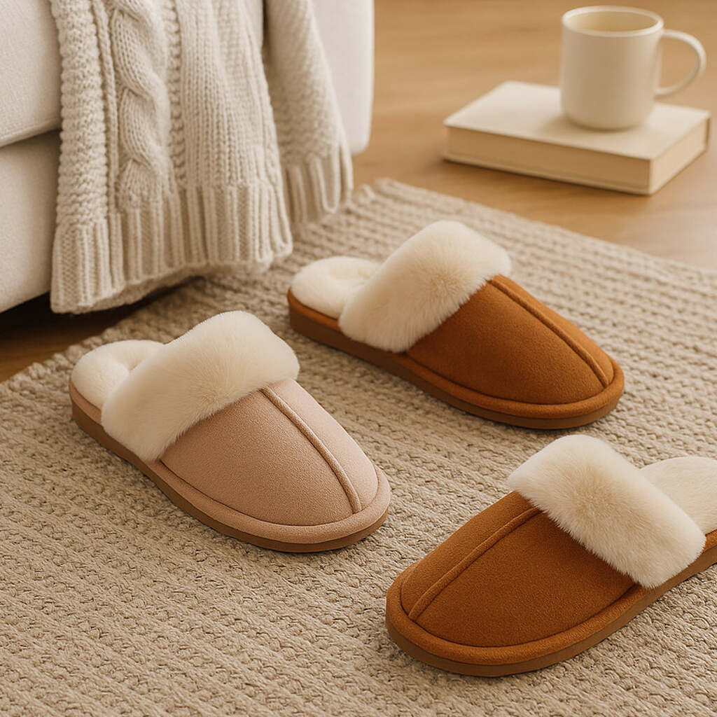 Hjemmesko  -  varme og bløde (Brun & Beige) - Beige / 40/41