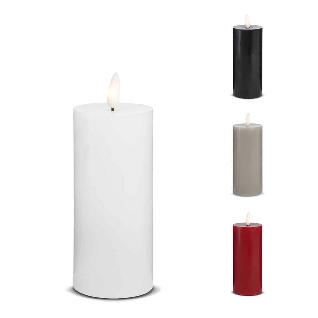 LED Stearinlys -1 stk. - ø5,5 x 15 cm - m/3D flamme - (flere farver) - Hvid