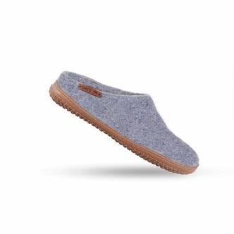 Uldtøffel (100% ren uld) m/Gummisål -Dansk Design fra SHUS - denim / 39