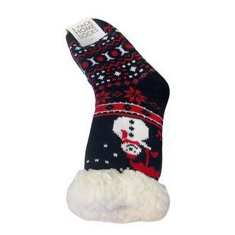 Hyggesokker med julemotiv - flere forskellige print - unisex - - Sort m/snemand EU 39-42