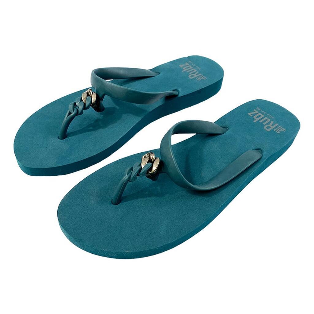 Klip klapper fra trendy "The Rubz" Unisex - Petrol & Sølvmetal - 35/36