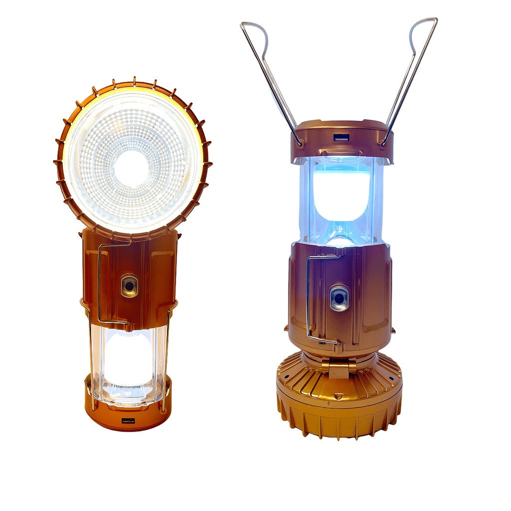 LED Camping Lampe m/batteri - kobber eller sølv - oplades via solceller - Kobber