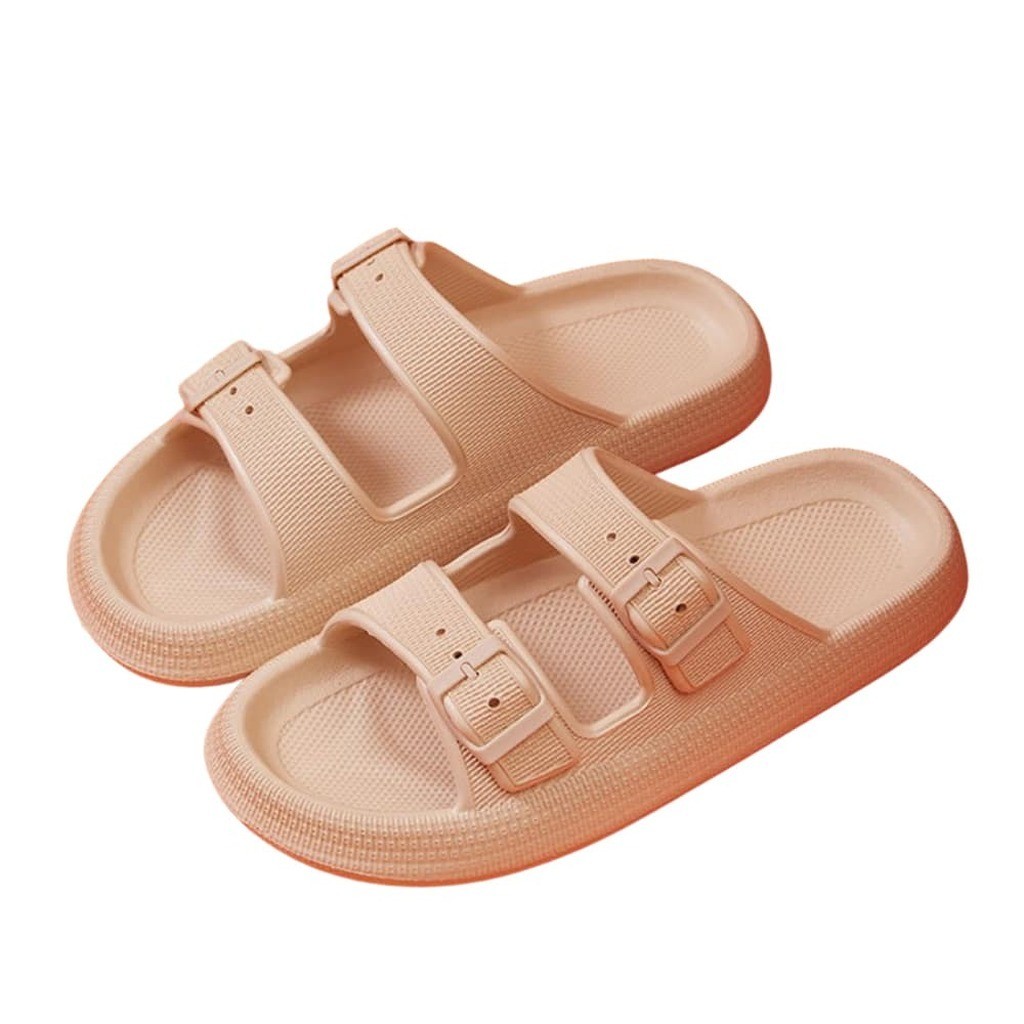 Slippers / Tøfler m/Spænde - Bløde & Skridsikre i flere flotte farver (kendt som Happy Flops) - Beige / EU 40/41