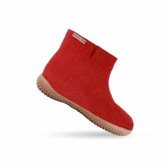 Uldstøvle (100% ren uld) m/Gummisål  - Dansk Design fra SHUS - roed / 37