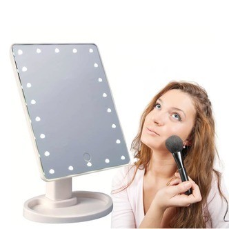 Make-Up Spejl m/LED lys og Touch Screen (flere farver) - Hvid