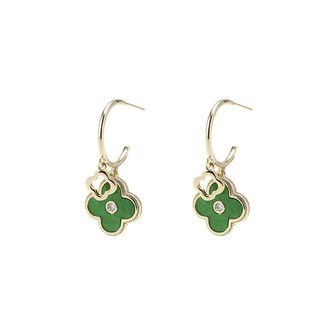 Øreringe, guldfarvet udformet 4-kløver