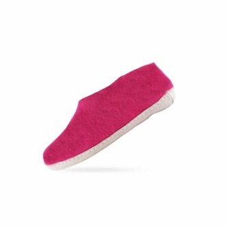 Uldhjemmesko (100% ren uld) m/sål i skind - Dansk Design fra SHUS - pink / 46