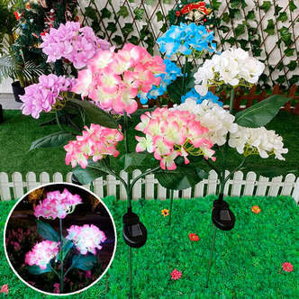 Solcelle-hortensia havelamper - Pink