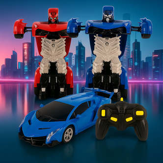 Fjernstyret Transformer Bil med Lyd- og Lyseffekter - Rød