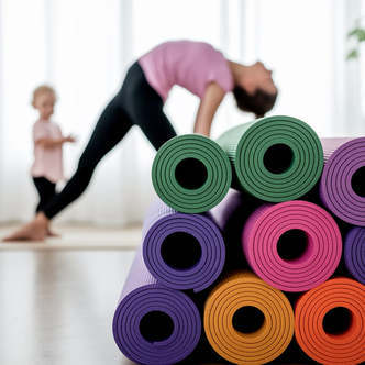 Yogamåtte 5 mm - flere forskellige farver - - Sort