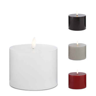 LED Stearinlys - 1 stk. - ø10 x 10 cm - m/3D flamme - (flere farver) - Sort