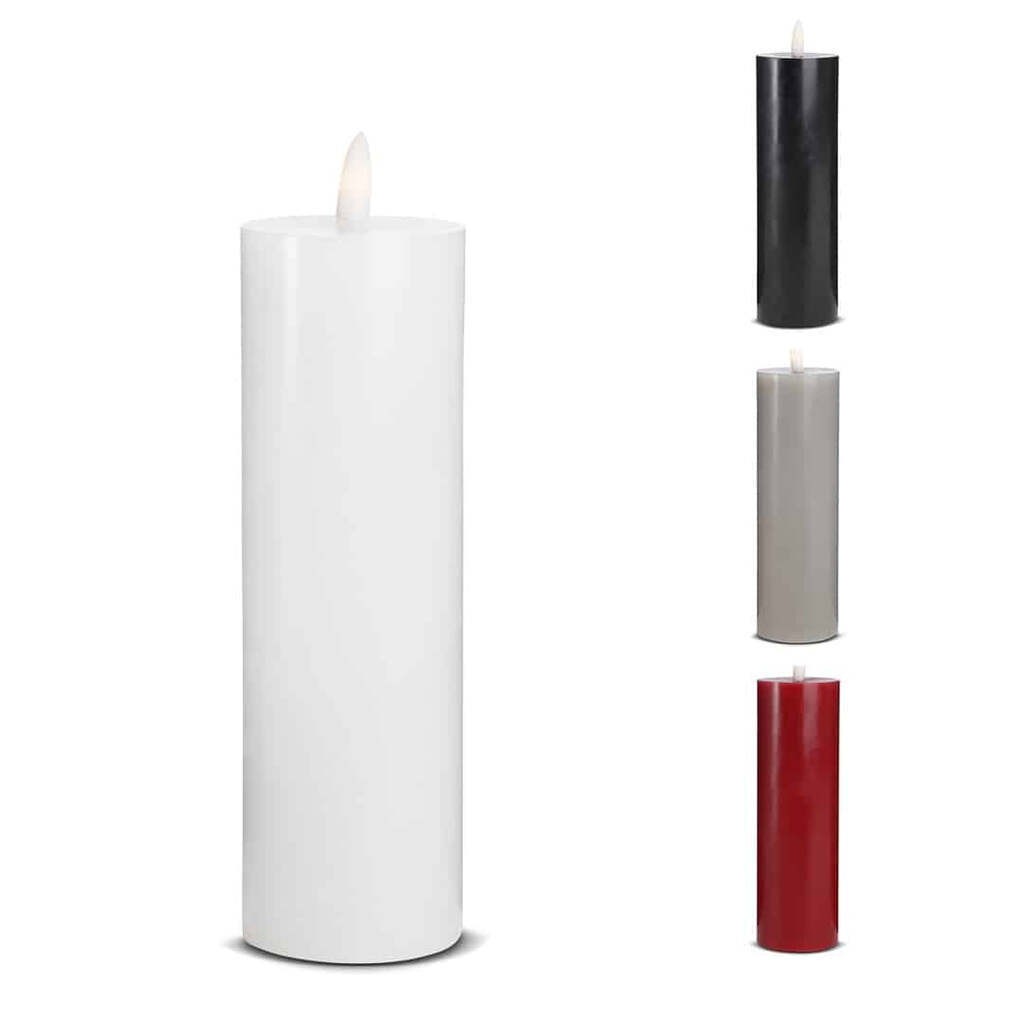 LED Stearinlys - 1 stk. - ø5 x 20 cm - m/3D flamme - (flere farver) - Sort
