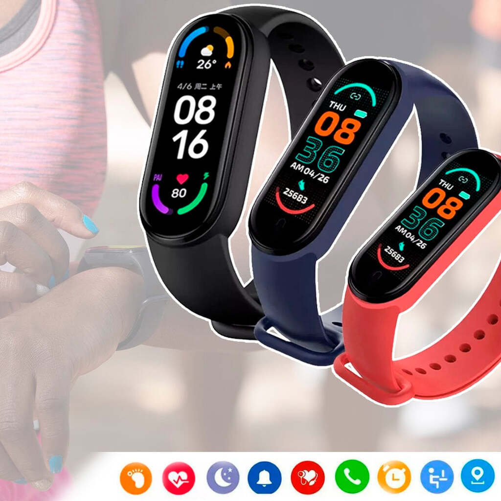 Smartwatch - m/Puls- & blodtryksmåler (vand- og støvafvisende) - Rød