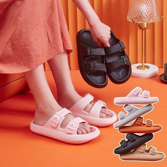 Slippers / Tøfler m/Spænde - Bløde & Skridsikre i flere flotte farver (kendt som Happy Flops) - Sort / 42/43