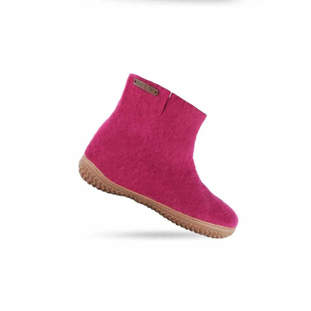 Uldstøvle (100% ren uld) m/Gummisål  - Dansk Design fra SHUS - pink / 39