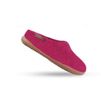Uldtøffel (100% ren uld) m/Gummisål -Dansk Design fra SHUS - pink / 42