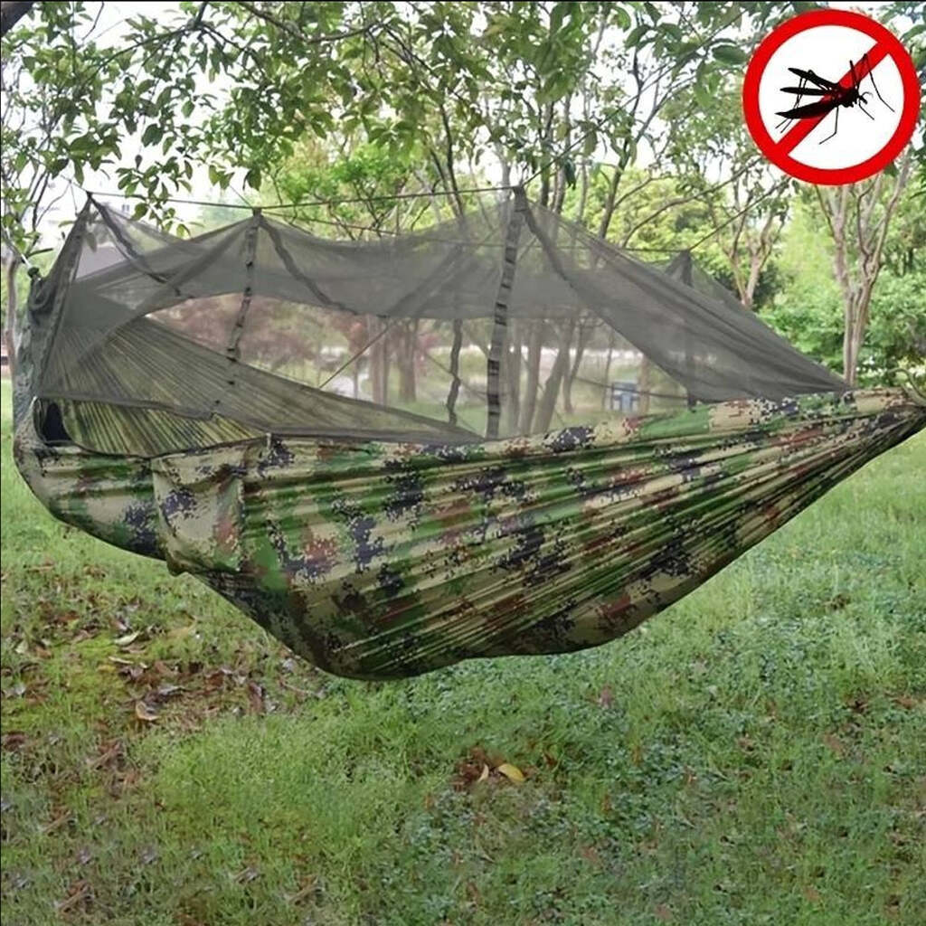 Hængekøje med myggenet (army, orange-grå, pink, grøn eller sort) - Pink