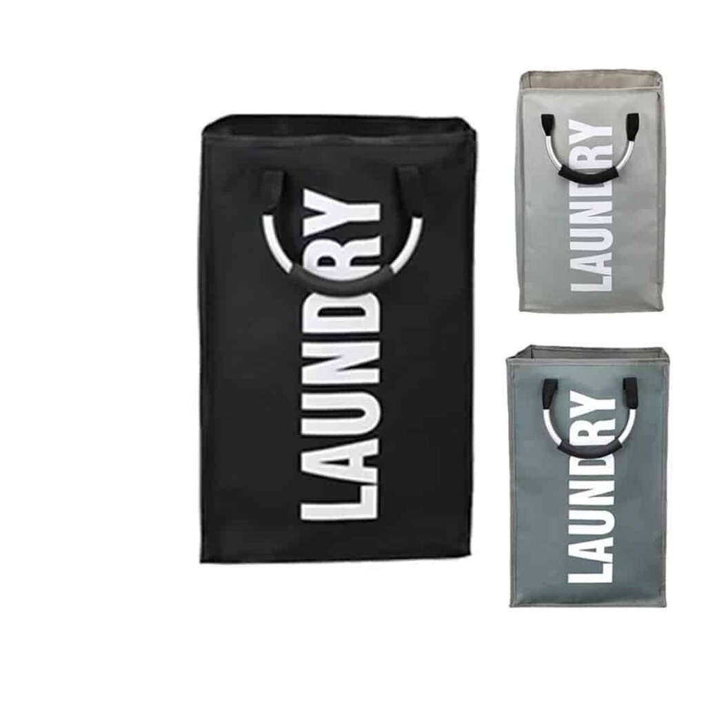 Vasketøjskurv - foldbar med håndtag - sort, grå eller lysegrå - - Lysegrå