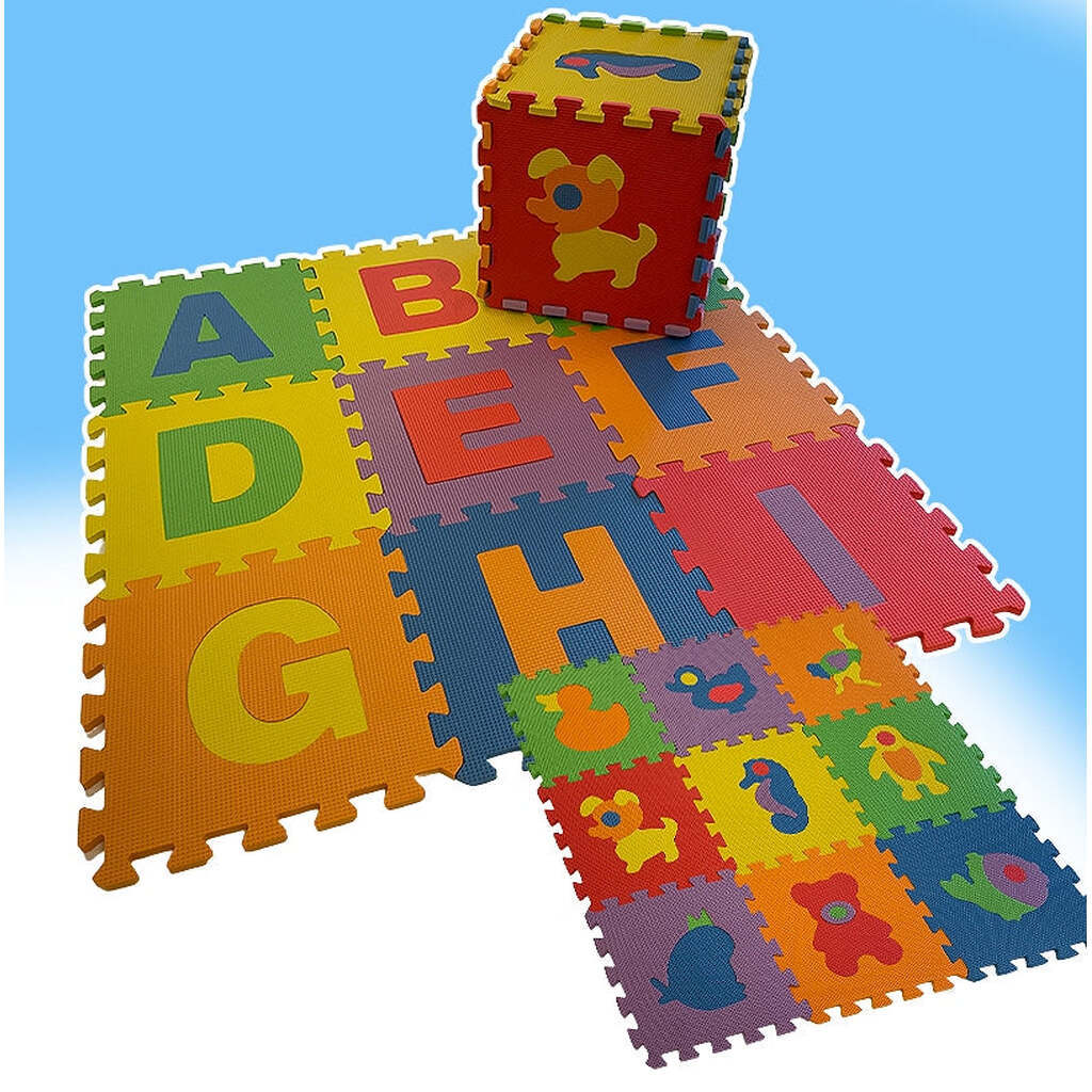 Farverig Blød Puslemåtte/Legemåtte - vælg mellem dyremotiver eller bogstaver - Dyr