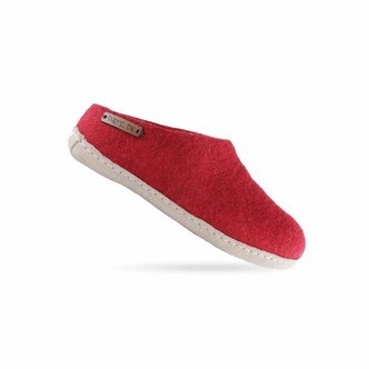 Uldtøffel (100% ren uld) m/sål i skind - Dansk Design fra SHUS - brun / 40