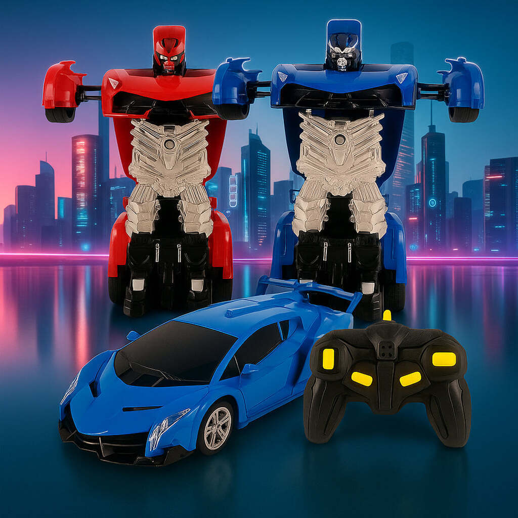 Fjernstyret Transformer Bil med Lyd- og Lyseffekter - Blå