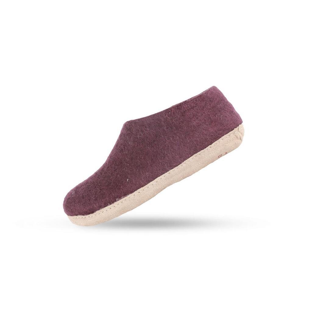 Uldhjemmesko (100% ren uld) m/sål i skind - Dansk Design fra SHUS - lilla / 45