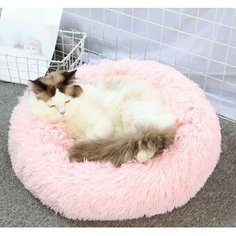 Blød og beroligende donut kattepude (sort, beige, grå, koks eller pink) - Sort / 80 cm