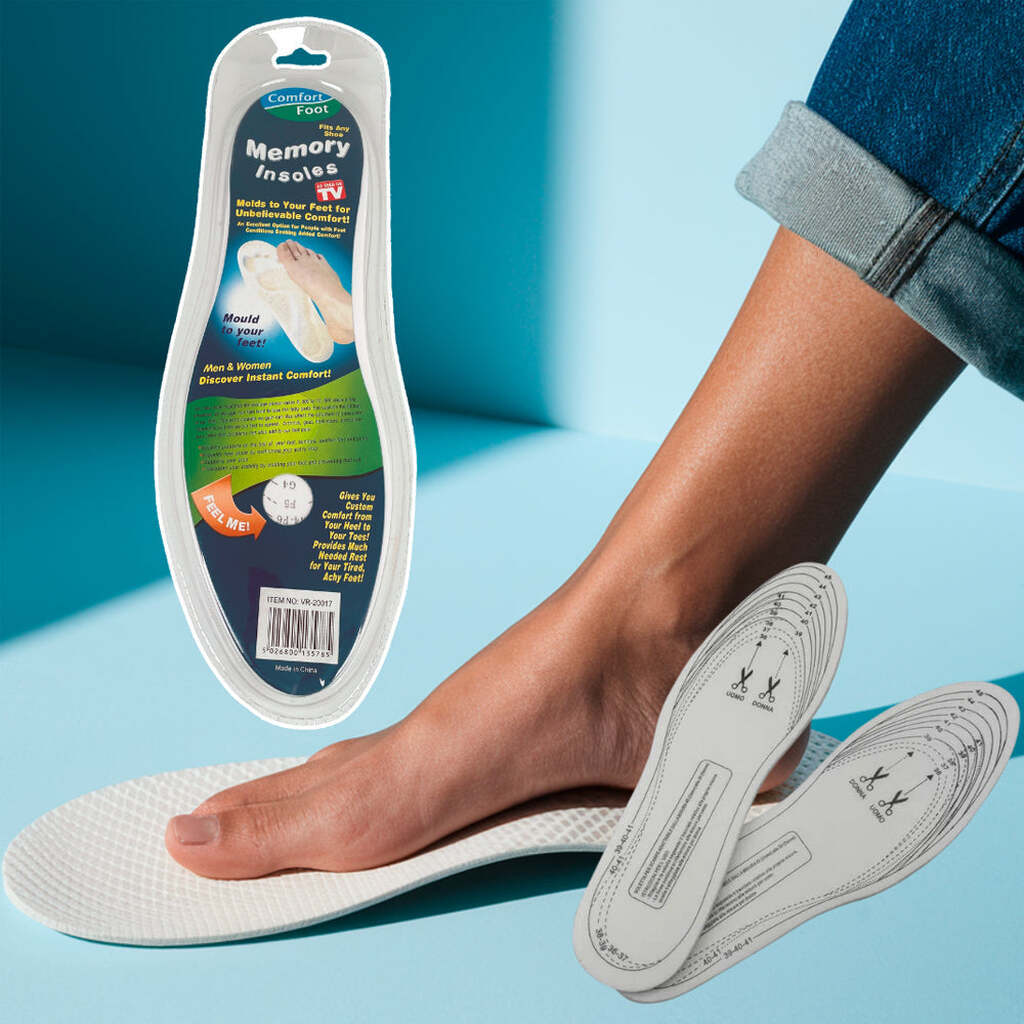 Fodsål / skoindlæg i memory skum - 1 par hvid (one-size) - 4 pakker