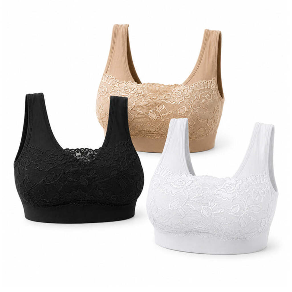 Comfort Bra - pakke med 3 stk. (BH med blonder) - 3 hvide / EU XL