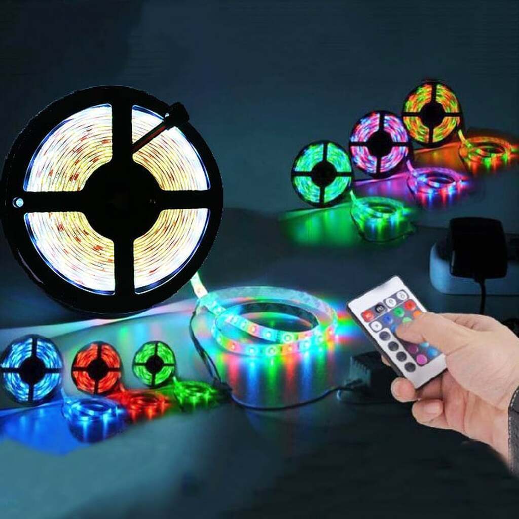 LED Strip lyskæde 5 meter m/fjernbetjeningA