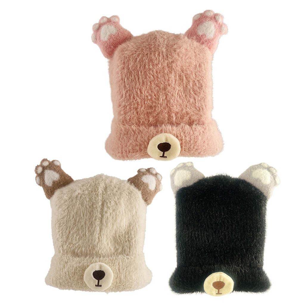 Hyggelige plys strik huer - Sort